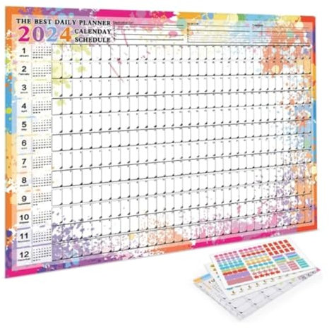 Kalender Jahresplaner 2024 im Posterformat 14 Monate Querformat Wandplaner, Jahreskalender, Posterkalender zur Dekoration geeignet Wandkalender
