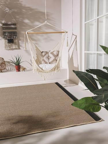 benuta Nest In- & Outdoor Teppich Naoto - Beige/Schwarz 200x290 cm - Kunstfaser - Outdoor geeignet - Rechteckig - Pflegeleicht für Wohnzimmer Schlafzimmer Flur Terrasse Balkon