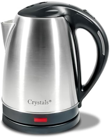 Crystals 1.8L Electric Cordless Stainless Steel Kettle - Energy Efficient Quiet Kettle with Boil Dry Protection, Drip Less Spout - BPA Free, 1500W