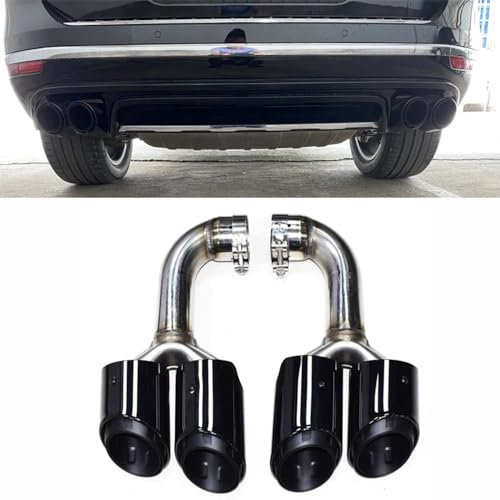 QUHOGJU Auto Edelstahl Auspuffblende für VW Touareg 2012-2017, Auto-Heckkehle Edelstahl-Auto-Auspuffrohr-Abdeckung Auspuffblenden Ersatz Zubehör