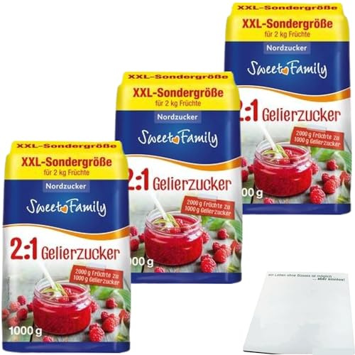 usy Bundle für Sweet Family Gelierzucker 2zu1 XXL Sondergröße 3er Pack (3x1kg Packung) + usy Block