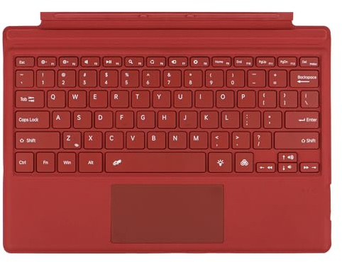 Zoof Cover per Microsoft Surface Pro 7 + / Pro 7 / Pro 6 / Pro 5 / Pro 4 / Pro 3, 12,3 pollici, tastiera wireless ultra sottile con multi-touchpad bluetooch, (senza retroilluminazione, rosso)
