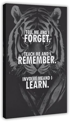 Motivationsposter für Teenager, Tell Me I Forget, Teach Me I Remember, Involve Me I Learn Bedroom Gym Men Boys Teen Motivational Wall Decor Print Poster Canvas Poster Wall Art Decor Print Picture