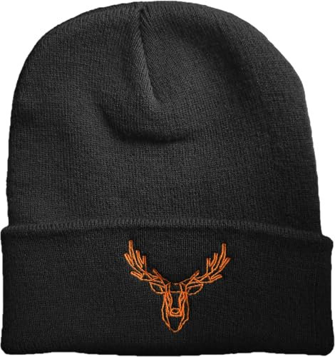 Mütze: Polygon Hirsch - Jäger Geschenke für Männer & Frauen - Outdoor Strickmütze - Beanie Herren (One Size - Schwarz)