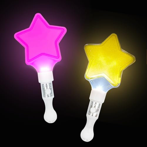 Yeefunjoy Lot de 2 bâtons à LED, Accessoires de Fête, Bâtons Lumineux LED étoile, Baguette Lumineuse Fluorescente, Bâtons LED pour Mariages, Fêtes d'anniversaire, Halloween, Noël, Concerts Cadeaux