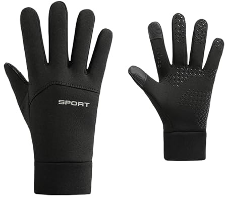 GMBYLBY 2 wasserdichte Fußballhandschuhe, Thermo-Fäustlinge, Winterhandschuhe für den Außenbereich, Schwarz , M