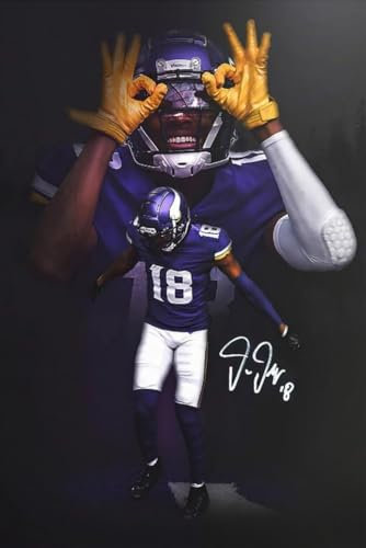 WHZKCYH American Football Sports Vikings Poster für Kinder, lustiger Teenager, Geburtstag, Weihnachten, Geschenke, Justin Jefferson, Rugby-Star, Poster, Leinwand, Wandkunstdruck, Bild als