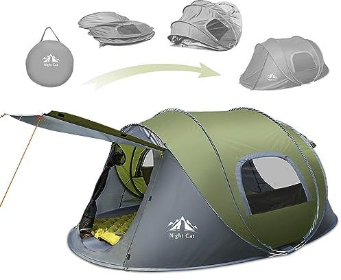 Night Cat Wurfzelt 2 Personen Wasserdicht: Pop Up Camping Zelt für Outdoor Sport Picknick Wandern Reisen