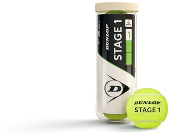 DUNLOP Tennisball Stage 1 Grün - für Kinder und Anfänger auf dem Großfeld (3 Bälle)