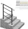 Bonnlo Outdoor Handrail Fit 1 to 3 Steps, Adjustable Hand Rails for Outside Stairs, Galvanized Iron Handrail for Garden Porch, Scroll Ends