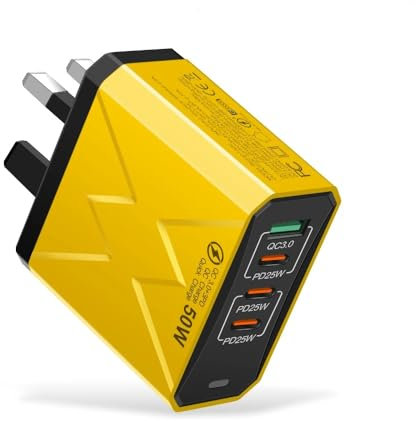 Shinekoo 100W 4-Port Fast Charger Plug UK PD Power Adapter Wall Chargers, 100W 2USB 2PD Charging Plug Hub for iPhone Samsung Huawei Xiaomi Mobile Phone