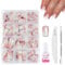 Short Cat Eye Press on Nails Kit - 240Pcs Natural Gradient Pink False Nails Set - Glossy Full Cover Cateye Stick on Nails with Glue - Acrylic French Pink Tips Fake nails for Women Girls