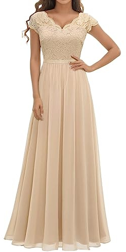Générique Robe de Soirée Cocktail Longue pour Mariage Invité Bal de Promo Anniversaire Cérémonie en Mousseline de Soie