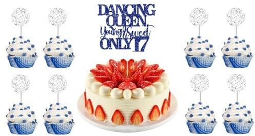 Fesnova Tanzparty für 17-jährige Mädchen,Muffin Discokugel Deko,Obst Snacks Disco-Themenpartys Party Tortendeko,für Zubehör Geburtstag Party Hochzeit Baby Shower Silber Jungen Mädchenabschluss Deko