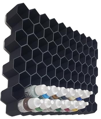 Hex Wall Mount Paint Dropper Holder – Compatible with Vallejo, Army Painter, Green Stuff World 17/18mL Bottles – Hobby Paint Rack for Miniature, Warhammer, Model Painting – Made in USA (4)