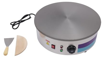Crepera Electrica 3000W Máquina para Hacer Crepes 45x16cm 50-300℃ Control de Temperatura Crepes Maker con Pies Antideslizantes 1 Esparcidor 1 Espátula para Escuelas, Restaurantes