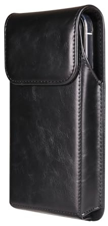 Fondina Porta Cellulare da Cintura Uomo, Marsupio Porta Cellulare Cintura Pelle, Verticale Telefono Borsa con Clip da Cintura Smartphone Sacchetto Portamonete Portafoglio con Moschettone Marsupio