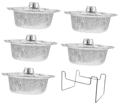 Kisangel 1satz Aluminiumfolie Schalen Wiederverwendbar Backformen Für Air Fryer Ofen Teiliges Mit Schalen Und Deckel Für Bbq Camping Und Takeout