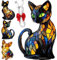 Katzenlampe Mosaik, Yifare Leuchtende Mieze LED Lampe, Katzen Lampe mit warmem Umgebungslicht for Dog Cat Fans Geschenk (Katzenlampe-B)