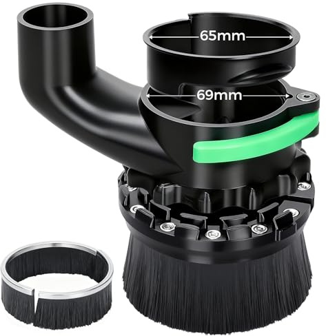 65mm & 69mm Diameter Dust Shoe for CNC Router Machine, Compatible with Most 65mm/69mm Spindle Motor and Compact Router, Dual Brush Lengths, Hose Diameter 38mm (1.5″)