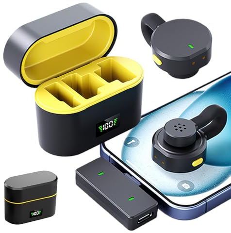 Generico Microfono wireless - Clip di microfoni - Riduzione del rumore | - Display digitale | Trasmissione in diretta all'aperto - Clip nascosto - per due connessioni