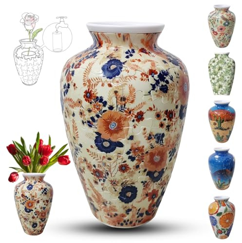 Adults 3D Jigsaw Vase, 120 Pieces, DIY Jigsaw Puzzle, 3D curved puzzle with water column, perfect for displaying real or artificial flowers and flower arrangements(Yellow flowers)