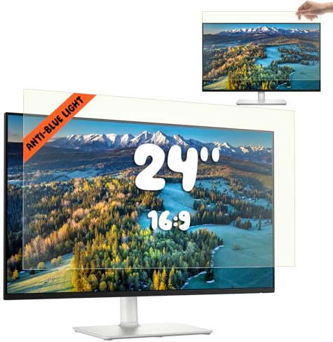 Mamol 24 Inch Computer Blue Light Blocking Screen Protector for 16:9 Widescreen Monitor, Anti Glare Anti-UV Eye Protection Desktop PC Monitor Filter, Removable Anti-Scratch Screen Film 24in