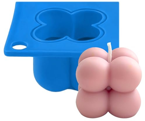 Kerzenform Bubblekerze Klein – Form für Bubblekerzen aus Silikon (5,5×5,5×4 cm), Gießform für Kerzen, wiederverwendbar & hitzebeständig, für Soja-, Raps- & Paraffinwachs, Blau