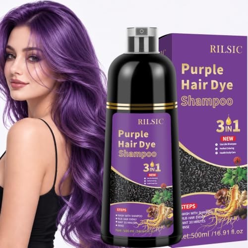 Haarfärbeshampoo Violett 500ml 3in1 Haarfärbemittel für Haare & Bart(Violett)