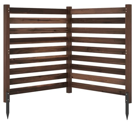 COSTWAY Valla de Privacidad de Madera Abeto, 2 Paneles, 980 x 1070 mm, valla ocultacion jardin exterior, Pantalla de Privacidad Aire Acondicionado Jardín, Psicina (Marrón)