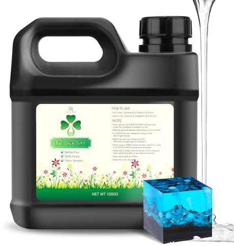 UV-Harz Klar 1,000g – Kristallklares UV-Epoxidharz für die DIY-Schmuckherstellung und Kunsthandwerk – Geruchsarmes, ultraviolettes Harz, schnell aushärtend, für Harzformen und Gießen