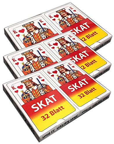 HAC24 3er Set Skat Spielkarten 2x32 Skatblatt Kartonetui Skatkarten Skatspiel Karten
