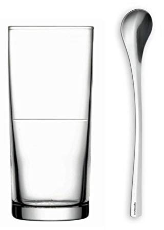 Topkapi 250.654 Longdrink 4-teilig Glas-Set Manhattan - XXL-Gläser mit Löffel für Cocktail, Latte Macchiato, Longdrink, Mojito, Saft, Wasser, Höhe ~16 cm, 48 cl, Edelstahl-Löffel
