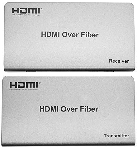HDMI fiber extender with USB mouse and keyboard, 1920x1080 60Hz HDMI IR KVM Extender Over Fiber Optic Cable 20km