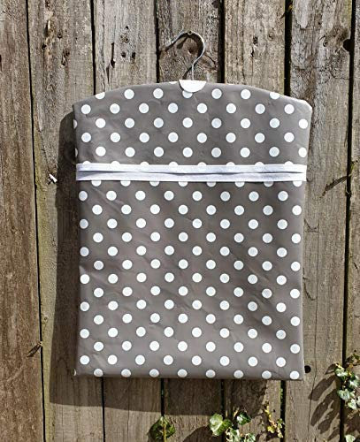 GREY Handmade large peg bag 15 x 18 GREY POLKA DOT wipe clean fabric