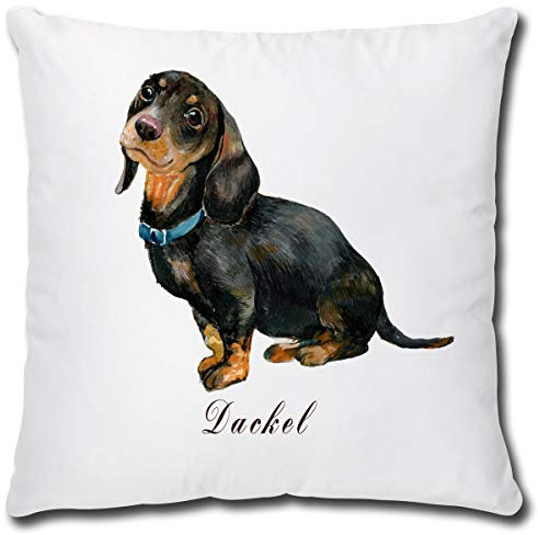 TRIOSK Kissen Hundemotiv lustig mit Spruch Hund Dackel Dekokissen Geschenk für Hundebesitzer Hundeliebhaber Frauen Mädchen Kinder Zierkissen 40x40