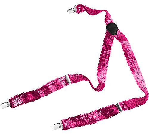 dressforfun 901023 Pailletten Glitzer Hosenträger in Y Form, Unisex, Größe individuell einstellbar, für Hochzeit Fasching Party Kostüm - diverse Farben - (Pink | Nr. 303705)