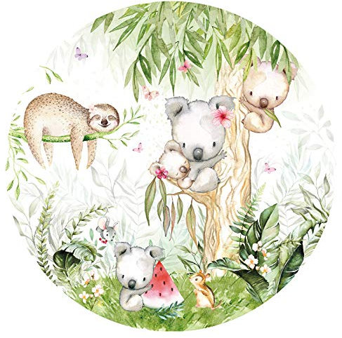 Little Deco Wandtattoo Kinderzimmer Wandbild Wandsticker für Kinder Koala Faultier Wanddeko Spielzimmer Wandaufkleber Selbstklebende Tapete rund 120 cm DL570