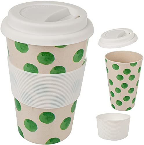 alles-meine.de GmbH Geschirr Motiv & Artikel wählbar 4 Stück Coffee to Go Becher/Trinkbecher/Kaffeebecher - Punkte grün - 400 ml / 0,4 Liter - BPA frei - mit Deckel - d..