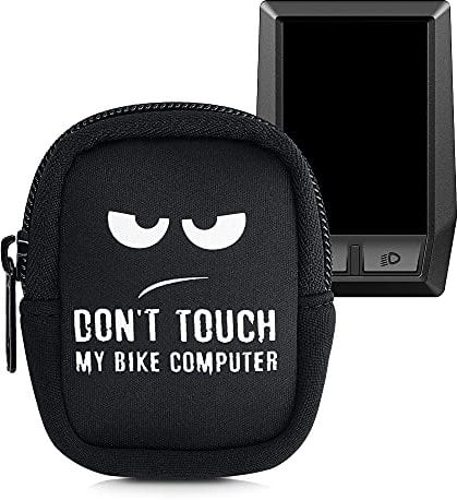 kwmobile Tasche kompatibel mit Bosch Kiox/Kiox 300 - Bike GPS Hülle Don't Touch My Bike Computer Weiß Schwarz