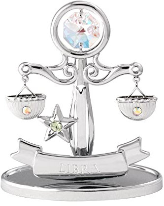 CRYSTOCRAFT Waage Geschenk, Sternbild, Ornament, verchromtes Handwerk mit österreichischem Kristall, Sternzeichen, Kristall-Ornament, Sternbild, Dekor-Kollektion, Geschenk für Geburtstag, Weihnachten