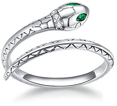 LOKILOKI Silber Einstellbarer Schlangenring 925 Sterling Silber Vintage Offene Größe Fingerring Für Frauen Statement Hochzeitsschmuck
