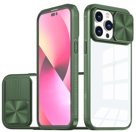 Bakicey Coque de protection pour appareil photo compatible avec iPhone 13, iPhone 13, iPhone 13 avec appareil photo Slider - Mat translucide - Anti-rayures - Vert