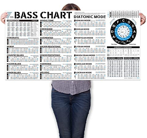Bass Gitarre Tonleitern Poster, E-Bässe Skalen | Bassgitarre Arpeggios | Quintenzirkel | Bassgitarreübungen | Bass Gitarren Griffbrett Lernen, für anfänger Werde Meister des Bässe Gitarre Griffbretts