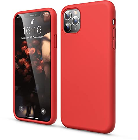 GOODVISH Cover per iPhone 11 Pro Max 6.5 '', Silicone Morbida Case con Fodera in Microfibra, Protettiva Antiurto Antiscivolo Progettata per iPhone 11 Pro Max Custodia, Rosso
