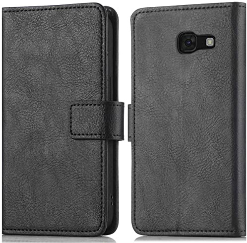 iMoshion Bookcase Hülle kompatibel mit Samsung Galaxy A5 (2017)– Luxuriöse Handyhülle – Handytasche in Schwarz [Mit Ständer, Platz für 3 Karten, Magnetverschluss]