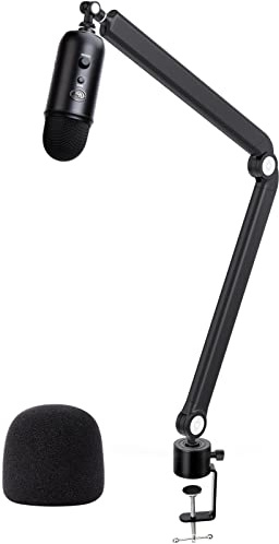 Für Blue Yeti Mikrofonarm – robuster Mikrofonständer mit Reduzierung von Windgeräuschen, Mikrofon-Schaumstoffabdeckung, verstellbarer gewichteter Metallarm mit 0,95 cm auf 1,6 cm Adapter