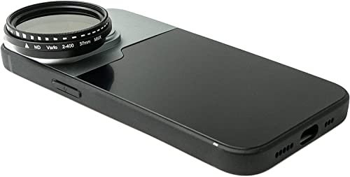 SYSTEM-S ND Vario Filter 37 mm 2 bis 4000 Neutraldichte mit Hülle für iPhone 14 Pro