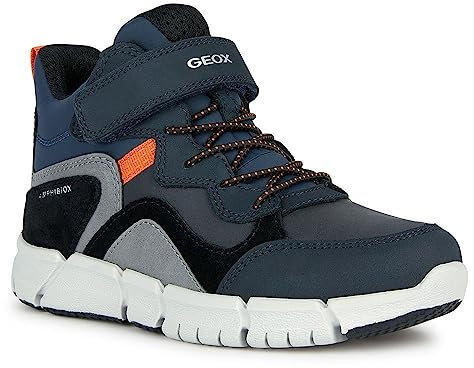 Geox J Flexyper Boy B Abx Ankle Boot, Navy/ORANGE, 31 EU