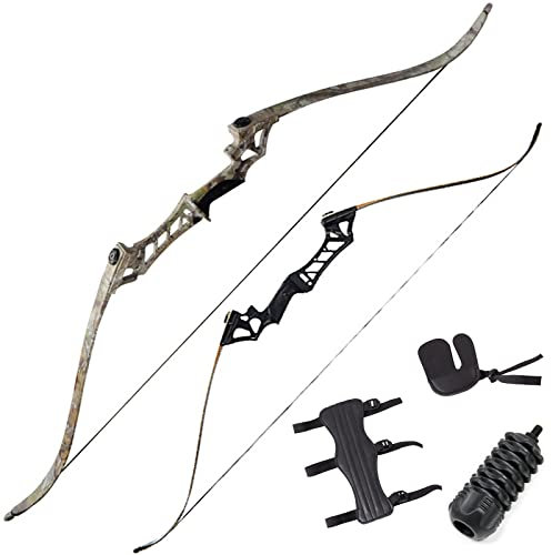 30-70lbs Takedown Recurve Bogen 60 Zoll Bogenschießen Recurve Bogen Set Metall Riser Jagdbogen Langbogen für Erwachsene für die Jagd im Freien (70lbs, Schwarz)